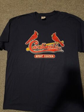 Jerzees Navy Short Sleeve Tee with Red Cardinals Graphic
